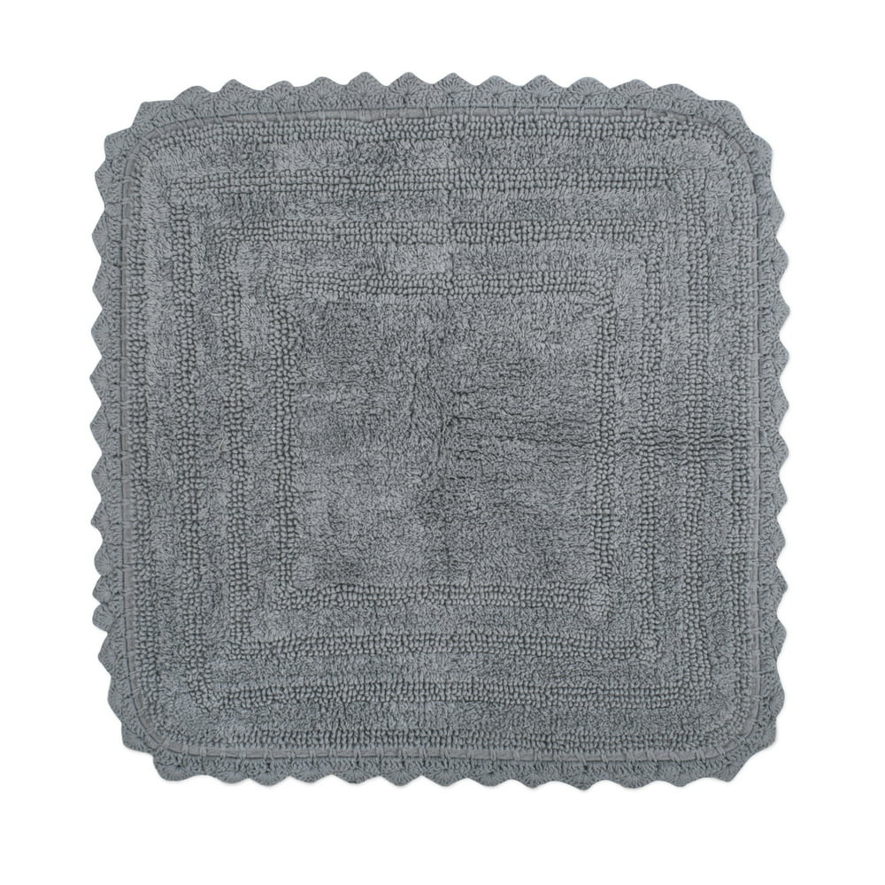 24" Gray Small Square Home and Bathroom Essentials Crochet Bath Mat
