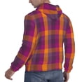 thumbnail image 6 of Uemuo Orange and Purple Plaid Pattern Men's Hoodie - Casual Pullover Hoodie with Kangaroo Pocket, Stylish Hooded Sweatshirt for Everyday Wear-Small, 6 of 7