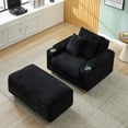 thumbnail image 5 of Holaki 57" Corduroy Single Couch,Comfortable Sofa Recliner,Upholstered Sofa with Two Throw Pillows,Luxurious Seating with 1 Storage Ottoman for Apartment,Living Room,Office,Reception Area, 5 of 17