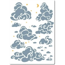 1 pc 21 * 30cm Cloud Star Moon Stencil Designs Large Cloud Wall Templates Reusable Hollow Out Drawing Sign Square Stencil for Painting on Wood Wall Scrapbooking Card Floor DIY Home Crafts