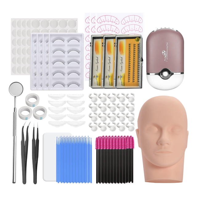 Juego de ejercicios de práctica de extensión de pestañas postizas, Kit de cabeza de maniquí, Kit CACAGOO Kit de extensión de pestañas