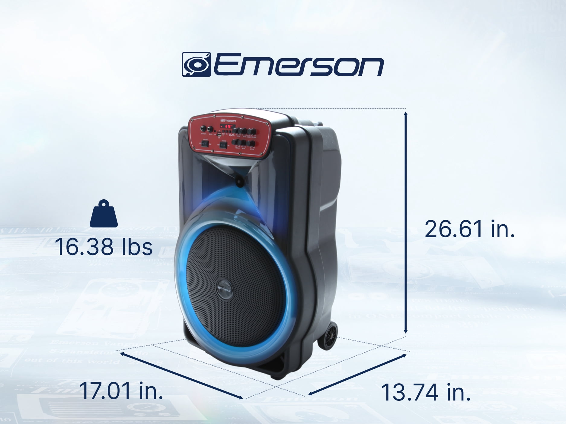 Emerson EDS-1520 Portable Bluetooth 15" Party Speaker with Flame Lighting