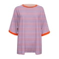 thumbnail image 5 of RUTAYY Women's T-Shirts Summer Casual Crew Neck Loose Striped Short Sleeve Comfortable Breathable Daily Wear Vacation Travel Tops, 5 of 6