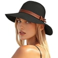 thumbnail image 4 of SAWOBUUN Women Wide Brim Sun Straw Hat with Leather Belt Foldable UV Protection Cap for Beach Travel Summer Outings, 4 of 7