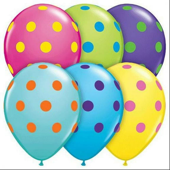 11 inch Qualatex Big Polka Dots Colorful Assortment Latex Balloons (50 Pack) - Party Supplies Decorations