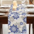 thumbnail image 3 of Table Runners 72 Inches Long Dress Scarves, Geometric Flower Farmhouse Kitchen/Dining Table Runner, Coffee Tablerunners, Vintage Country Floral Blue Grey on Linen 14x72 Inch, 3 of 9