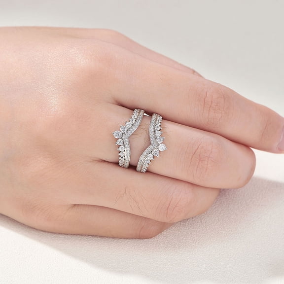 Dreamofdazzles Jewels 2.40 Ct Round Cut Diamond Womens Wedding Enhancer Guard Wrap Ring 14K White Gold Plated 925 Sterling Silver -9