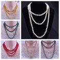 thumbnail image 3 of Faux Pearl Necklace Charming Sleek Glass Cluster Long Simulated Pearl Necklace for Anniversary--Light blue-Product code 51854 Light blue, 3 of 5