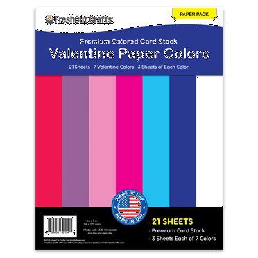FreshCut Crafts Paper Colors, 21 Double Sided Cardstock Sheets, 7 Valentine Colors