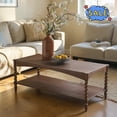 thumbnail image 2 of Hassch 2-Tier Rustic Coffee Table, 47 Inch Rectangle Center Table with Storage Shelf for Living Room, Easy Assembly, Brown, 2 of 9