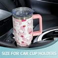 thumbnail image 5 of 40 oz Tumbler With handle and straw,pink Cow Stainless Steel Cup Extra Large Vacuum Double Wall Insulated Tumblers Travel Mug,Hot and cold beverages Car Cu灰粉色, 5 of 6
