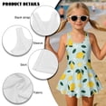 thumbnail image 6 of Xixirimido Lemons Blue Print Girls Swimsuits One Piece Sleeveless Swimwear with Skirt Modest Bathing Suit with Built-in Shorts Beach Vacation Swim Dress, 8-9 Years, 6 of 7