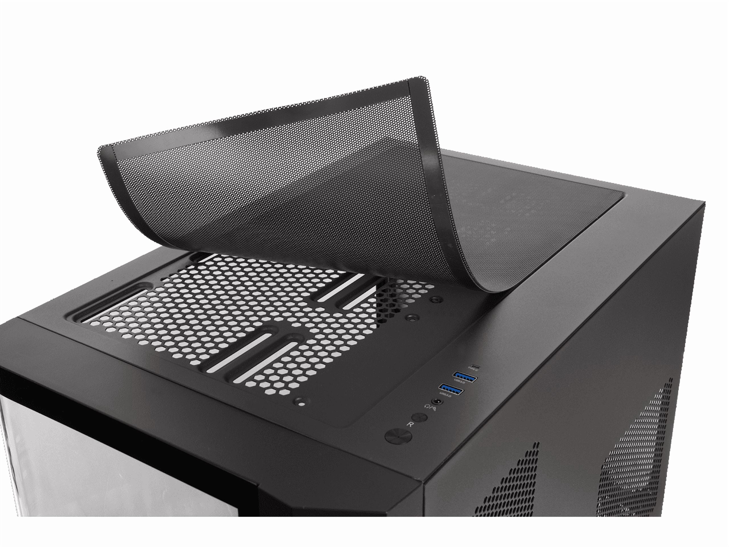 Thermaltake Vision 330 CR ARGB; Mid Tower; Curved Hinged TG panel; 6x120mm Infinity ARGB PWM Fans Included; 360mm Radiator Support; 420mm GPU Clearance; Hidden Connector Support; 250mm PSU; Black