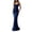 Navy, variant on Womens Bodycon Maxi Dress with Corset Style Seam Detail Square Neck Sleeveless Spaghetti Strap Fitted Long Dress White S
