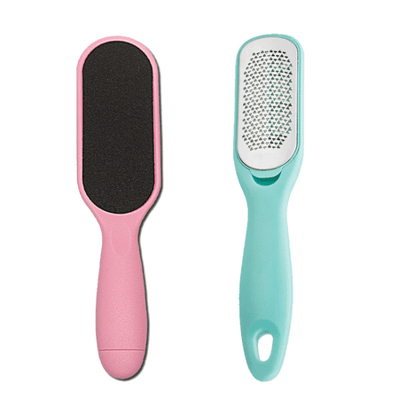 

FootFilesKitFootScrubberFootRaspandDouble-SidedHeelFilePedicureToolsCallusRemoverStainlessSteelFeetScraperFootGraterforDeadSkinProfessional 30 pink + blue F52989
