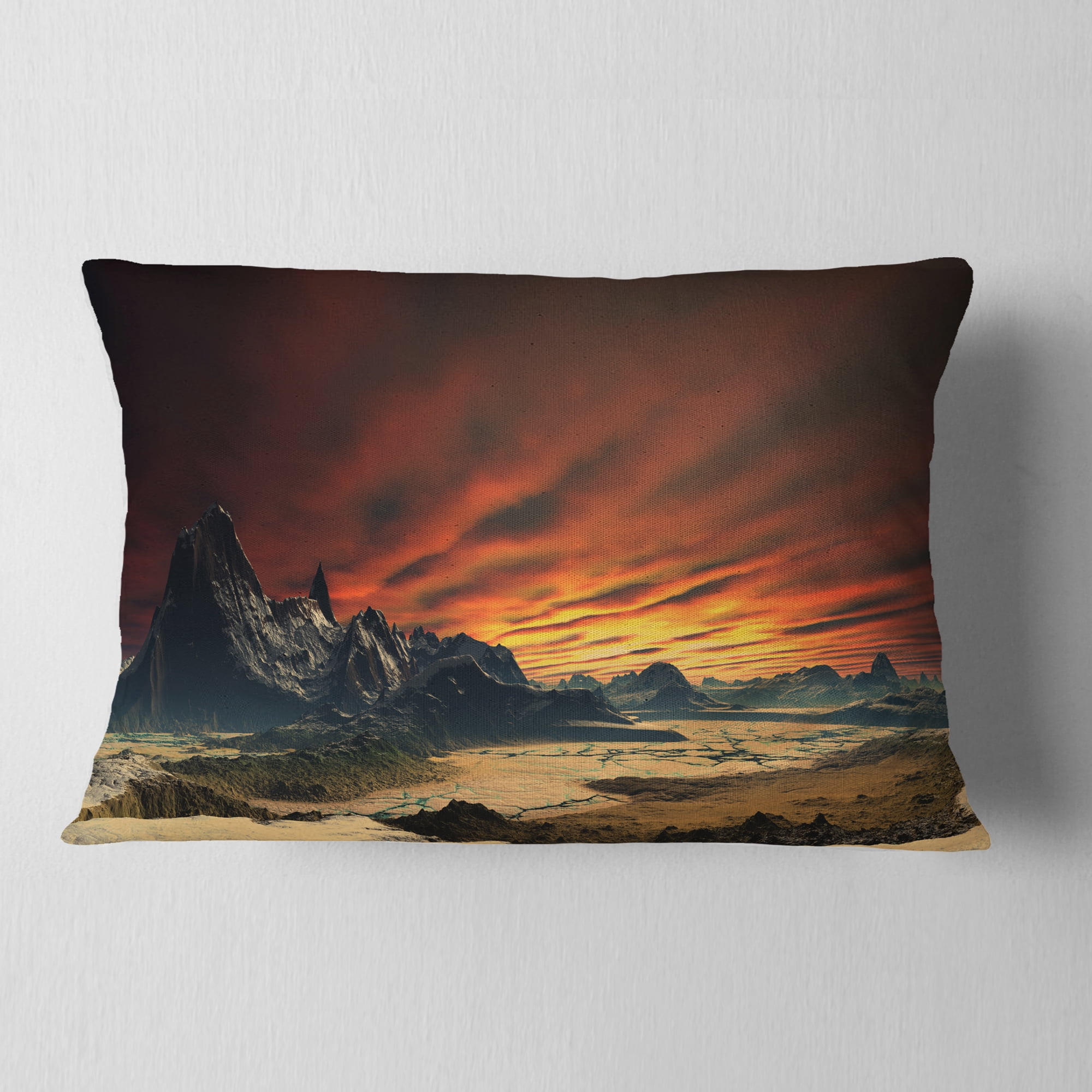 Designart Beautiful Alien Planet Traos - Landscape Printed Throw Pillow - 12x20