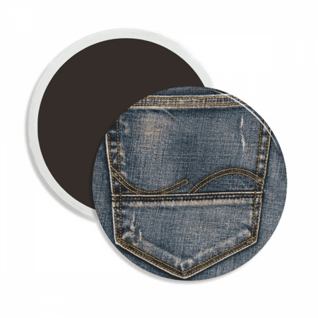 

Pocket Denim Jean Cowboy Lining Textile Round Ceracs Fridge Magnet Keepsake Decoration
