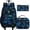 3Pcs Blue Graffiti Rolling Backpack, variant on Girls Rolling Backpack, Women Roller Bookbag with Lunch Box for Adults, Water Resistant Wheeled School Bag for College Teens Kids Travel - Pink Flower