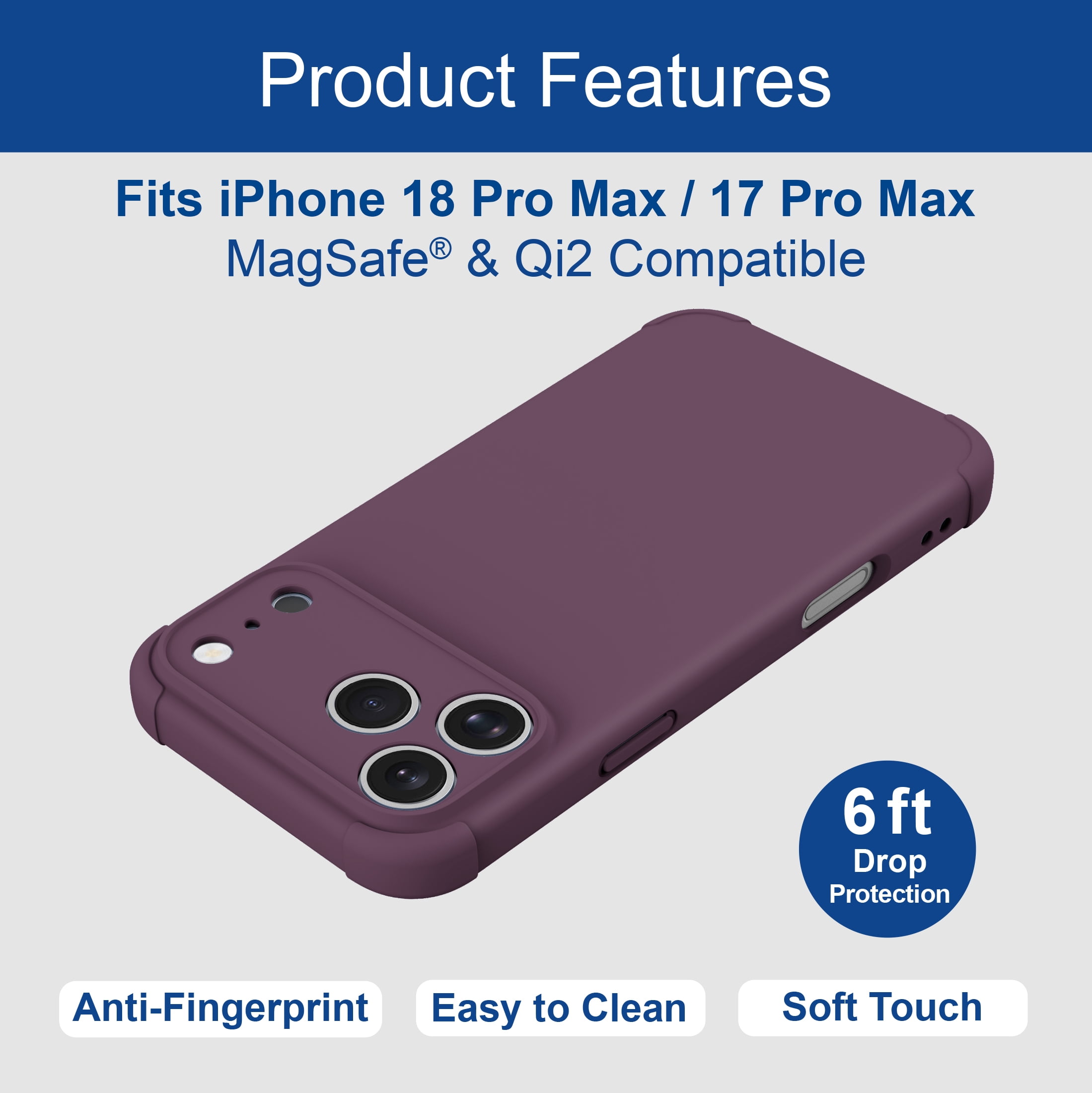 onn iPhone 18 Pro Max and iPhone 17 Pro Max Phone Case with MagSafe, Blackberry
