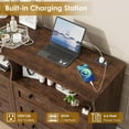 thumbnail image 3 of YUSAZENS Chests of Drawers, 55" Wide Dresser with 2 Open Storage, Closet Organizer TV Stand,Wooden 6 Drawer Dresser for Bedroom with Led Light and Charging Station,for Bedroom, Living Room, Brown, 3 of 8
