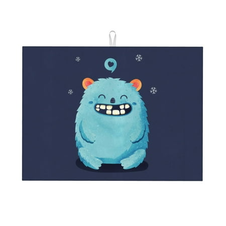 

Cartoon Cute Monster Dish Drying Mat Absorbent Microfiber Dishes Drainer Mats for Kitchen Counter 24 x 18in