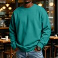 thumbnail image 2 of UDAUDU Mens Sweatshirts Casual Crewneck Pullover Cuffs Hem Relaxed Fit Trendy Fleece Tops for Autumn Winter Daily Commute Turquoise L, 2 of 9