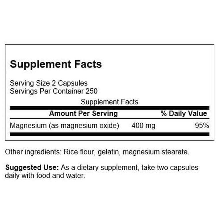 Complément Alimentaire Swanson Oxyde De Magnésium 200 Mg - 250 Gélules - Neuf Sous Blister