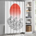 thumbnail image 6 of Orange Ombre Sun Rise Standard Shower Curtain Set, Waterproof Shower Curtains for Bathroom, Ocean Waves Coastal Abstract Art Washable Fabric Bath Curtain for Bathtub with Hooks 72x72 Inches, 6 of 9