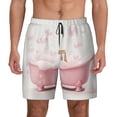 thumbnail image 2 of Picia Cute Bathtub pattern Mens Swim Trunks with Compression Liner Stretch Beach Shorts Quick Dry with Zipper Pockets No-Chafing Board Shorts-Small, 2 of 9