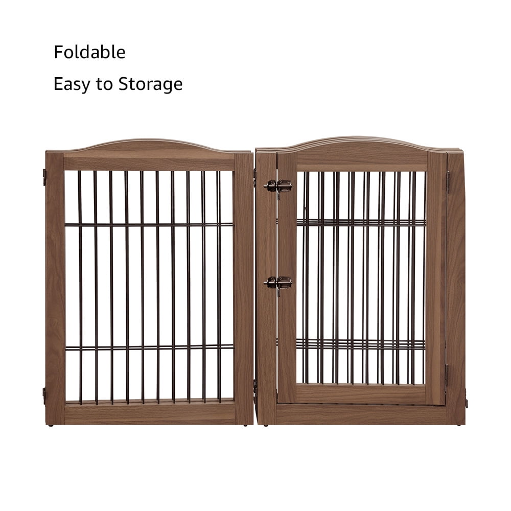 Unipaws Extra Wide Freestanding Dog Gate, 6 Panels Pet Gates with 5 Support Feet