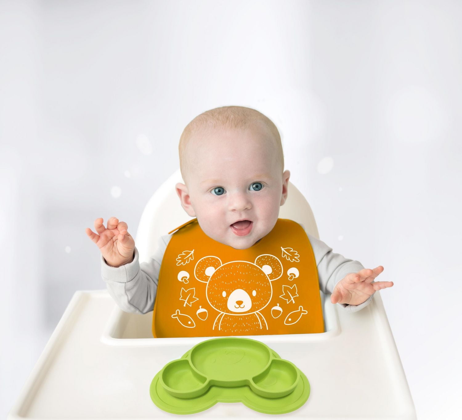 Kushies 5 Piece 100% Silicone Feeding Meal Set – Dishwasher & Microwave Safe - Neutral - 6 months +