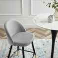 thumbnail image 4 of Counter Stool Chair, Set of 2, Velvet, Metal Steel, Light Grey Gray, Modern Contemporary Urban Design, Bar Pub Cafe Bistro Hotel Restaurant Hospitality, 4 of 10