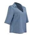 thumbnail image 3 of Blusa George para Mujer, Manga al Codo Azul Talla CH, 3 of 4