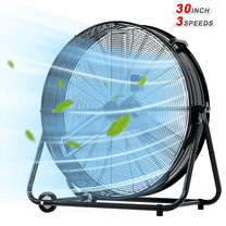 Rocyis 30 Inch Industrial High Velocity Drum Fan - 3 Speed 13000 CFM Air Circulation High Velocity Fan for Factory, Warehouse, and Commercial (Black)