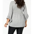 thumbnail image 2 of Soprano Trendy Plus Size Lace Up Babydoll Sweater Charcoal Grey 1X, 2 of 2
