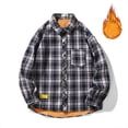 thumbnail image 2 of Mens Flannel Shirts Lined Button Down Heavyweight Plaid Shirts Long Sleeve with Pockets Navy L, 2 of 6