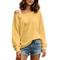 thumbnail image 4 of Auralook Womens Off the Shoulder Tops Sweatshirts Lightweight Oversized Pullovers Long Sleeve Loose Fit Tunic Tops, 4 of 9