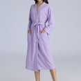 thumbnail image 2 of Ashirexll Robes for Women Lightweight Waffle Full-Length Robe Winter Warm Couple Bathrobe Men and Women and Winter Bathrobe Purple L, 2 of 5