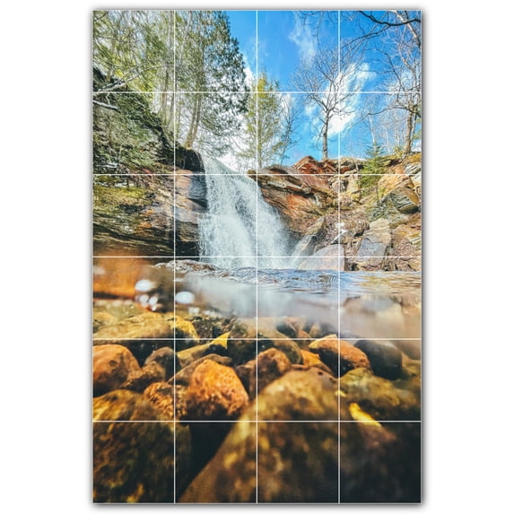Picture-Tiles.com: Waterfalls Ceramic Tile Wall Mural WAL501111-46XL. 48"W x 72"H using (24) 12" x 12" Ceramic Tiles-Satin Finish