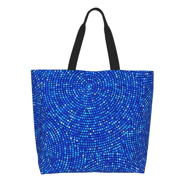 Disketp Blue Circles Mosaic Bolsa Tote Estampada para Mujer, Bolso de Hombro y de Mano para Compras y Viajes