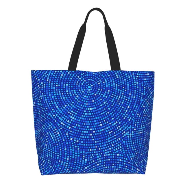 Balery Blue Circles Mosaic Bolsa Tote Estilo Estético con Cremalleras, Bolsa de Hombro, Bolsa de Compras Grande y Plegable