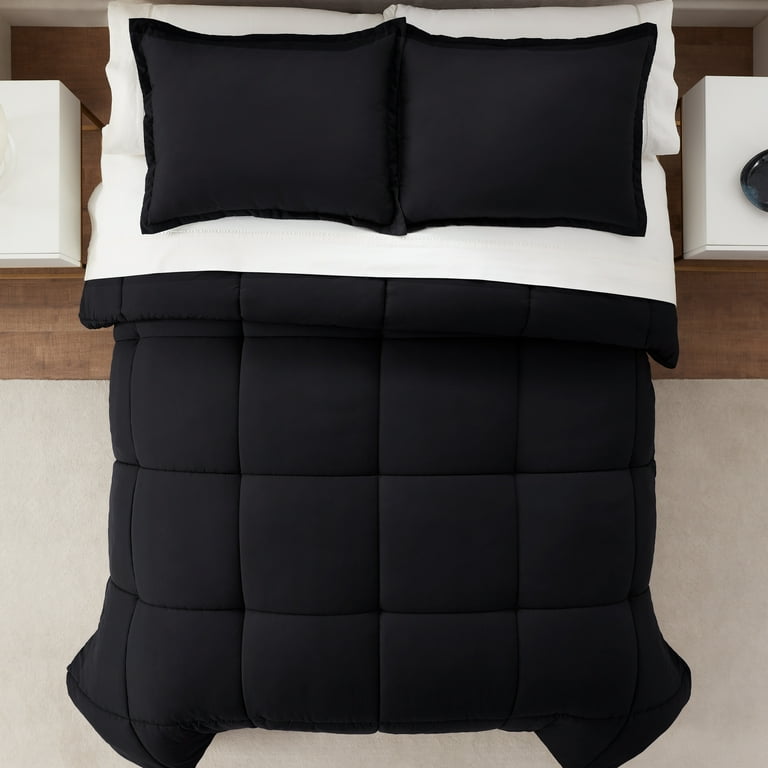 Serta Simply 2-Piece Clean Antimicrobial Black Comforter Set, Twin