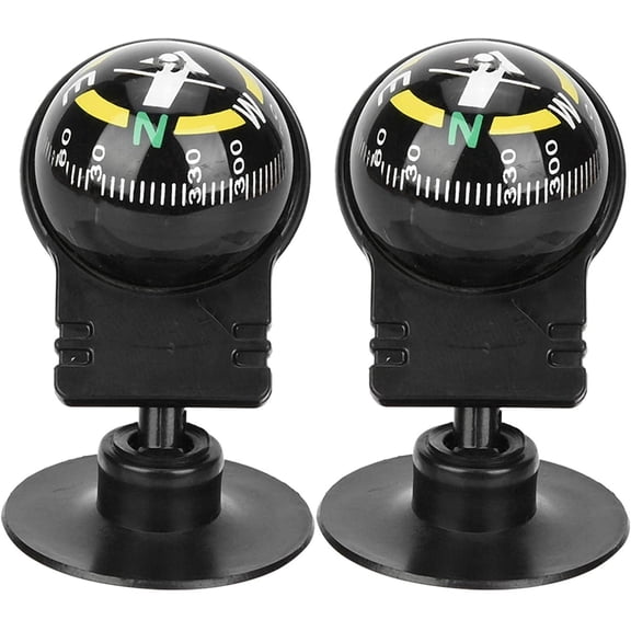 Pekkaxy 2pcs Car Compass Ball, Compass for Car, Mount Dashboard Compasses Direction Pointing Guide Ball with Suction Cup Car Decoration for Auto, Boat