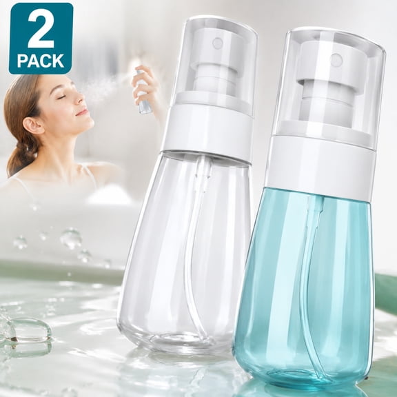 Deally 2 Pack Travel Size Spray Bottles 2 oz (60 ml) Fine Mist Leak Proof Mini Sprayer for Toner Face Mist and Hair Care