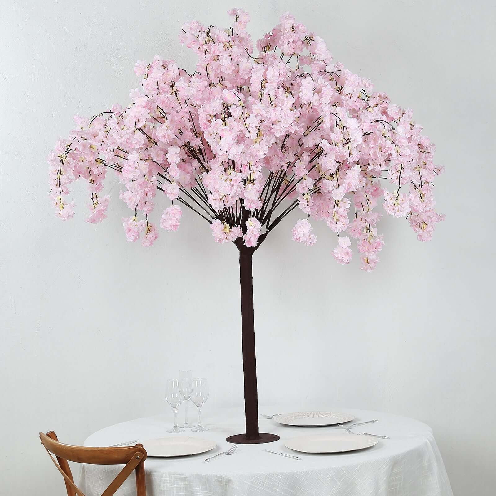 Efavormart Blush Artificial Cherry Blossom Tree With Detachable Metal Base, Silk Sakura Flowers Wishing Tree Wedding Decor - 5ft