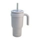 thumbnail image 1 of Termo Doble Pared Acero Inoxidable Exterior e Interior, Vaso Térmico con Tapa Doble y Popote Plástico con Silicona y Asa Ergonómica, Capacidad 900 ml, Gris, 1 of 8