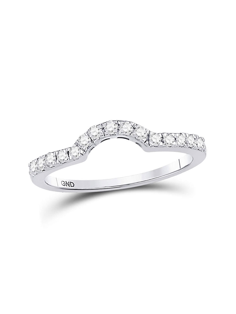 14k White Gold Curved Style Wedding Ring with Diamonds (1/3 cttw)