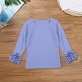thumbnail image 4 of Otqutp Baby Funny Blouse Toddler Girl Solid Color Base Shirt with Lace Long Sleeve Blouse Casual Loose Crew Neck for 1 To 8 Years, 4 of 4