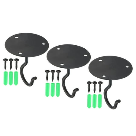 

Uxcell 2.5 x 2.8 Ceiling Hook Wall Mounted Hanger Hooks 3 Pack Black