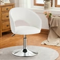 thumbnail image 5 of Furniliving Modern Swivel Accent Chair Faux PU Adjustable Vanity Chairs Upholstered MakeUp Chair Lounge Chair for Bedroom, White, 5 of 7